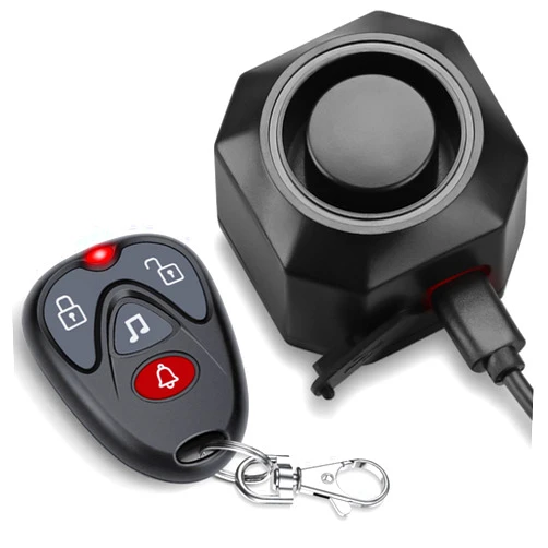 WSDCAM USB Rechargeable Bike Alarm with Remote 110dB Loud Volume Adjustable Wireless Vehicle Security Alarm System Anti Theft Vibration Motion Sensor Alarm for Car Trailer Motorcycle Scooter Ebike