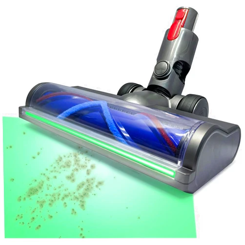 AZYM Upgrade Full-Area LED Green Light Direct Drive Brush Head for Dyson V7, V8, Cyclone V10, V11, V15 Cordless Vacuum Cleaners-Suitable for Carpets,Rugs,Hardwood Floor & Hidden Dirt