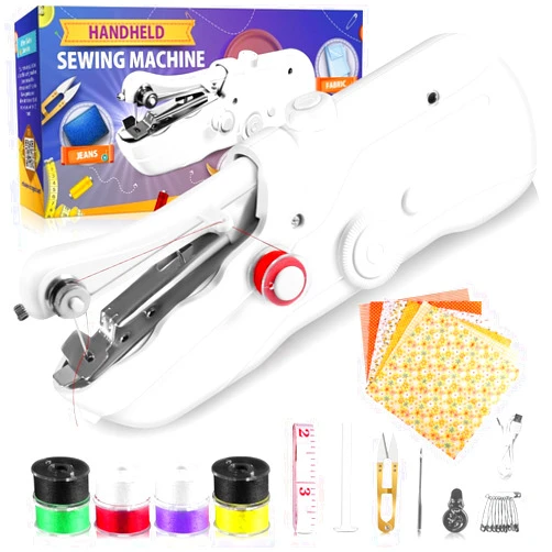 GDMONIN Handheld Sewing Machine, Quick Electric Mini Sewing Machine, Hand Sewing Machine Easy to Use for Beginners and Adults, Hand Held Sewing Device Fast Stitch Suitable for DIY Home Travel