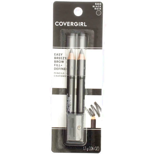 CoverGirl Professional Brow & Eye Makers Brow Shaper & Eyeliner, Midnight Black 500, .06 oz (Pack of 4)