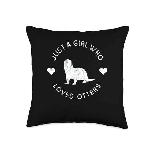 The Space Otter - Otter Décor & Animal Lover Gifts Just a Girl Who Loves Otters Cute Women's Animal Lover Throw Pillow, 16x16, Multicolor