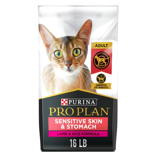 Purina Pro Plan Sensitive Skin and Stomach Cat Food, Lamb and Rice Formula - 16 lb. Bag