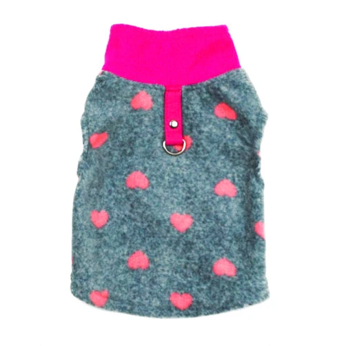 PIXRIY Dog Sweater, Soft Fleece Vest with Leash Ring Pullover Jacket Winter Pet Dog Clothes for Puppy Small Dogs Cats Teddy Chihuahua Yorkshire for Christmas (XS, Grey Heart)