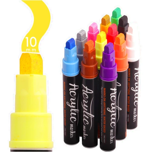 VIANZE Jumbo Colors Graffiti Markers, Acrylic Paint Pens, 10mm Felt Tip Jumbo Markers,Waterproof and Permanent Paint Pens for Rock, Wood, Canvas, Ceramic,Posters Art Paintings and Graffiti(12Colors)