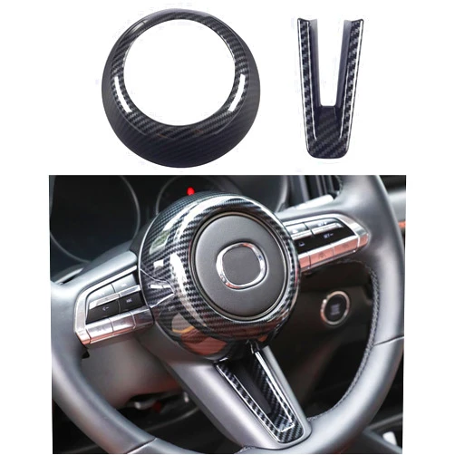 Birbenben for Mazda CX-50 Mazda 3 CX-30 Steering Wheel Protective Trims Cover, Sporty Carbon Fiber Style Interior Accessories for Mazda CX50 CX 50 2023 2024 2025 Mazda 3 CX30 CX 30 2020-2024