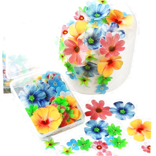 DSNEYTOY Edible Cupcake Toppers 70pcs Flowers cake decorations edible Wedding Cake Birthday Party Food Decoration Mixed Size & Colour for Flowers party