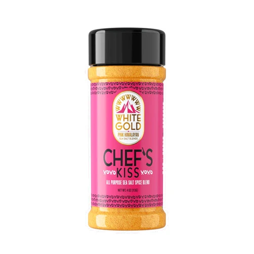 White gold seasoning White Gold Chef’s Kiss All Purpose Seasoning with Pink Himalayan Sea Salt - Gourmet Seasoned Salt Blend Perfect for Cooking Meats & Vegetables, Natural Ingredients, Gluten-Free, Vegan, Keto Friendly