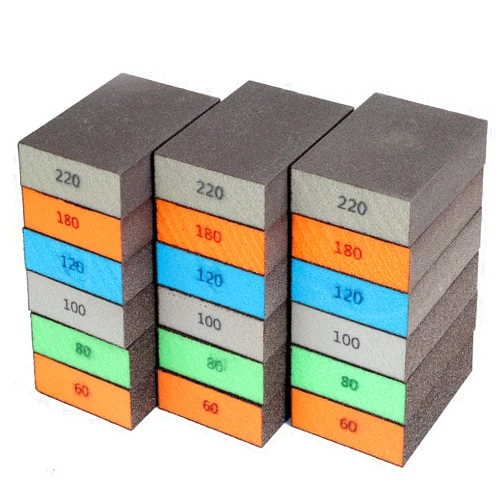 BOSHCRAFT 18 Pack Sanding Sponge, Washable and Reusable Sanding Block for Wood Drywall Metal Glasses Coarse/Medium/Fine/Superfine in 60/80/120/220 Grit Sandpaper Block Sand Paper Brick (3.9'' × 2.8'')