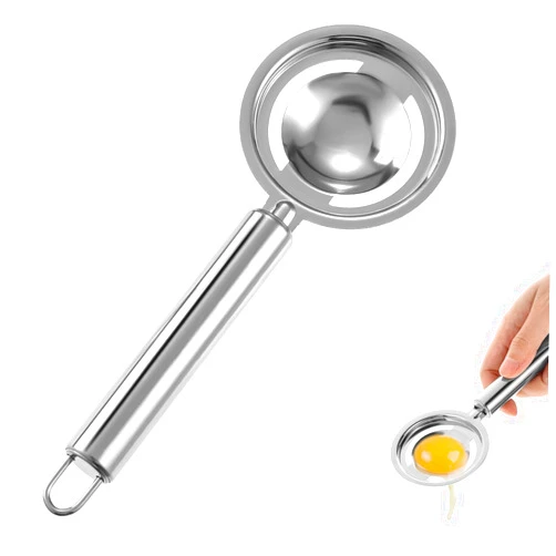 Andibro Stainless Steel Egg Separator, Egg Yolk White Separator Long Handled Egg Sieve Tool Filter Egg Divider Egg White Extractor for Kitchen Baking Cooking
