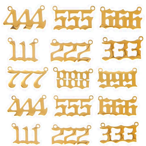 YEYULIN 18pcs Stainless Steel Angel Number Charms Pendant Gold Plated Dainty 111 222 333 444 555 666 777 888 999 Pendants DIY Jewelry Making Necklace