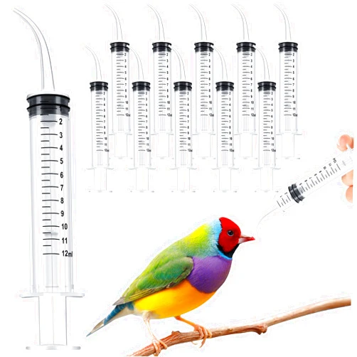 BBTO 12 Pieces Baby Bird Feeding Syringe 12 ml Pet Liquid Syringes Kitten Feeder for Small Dogs Cats Puppy Kitten and Other Small Animal Breeding Supplies
