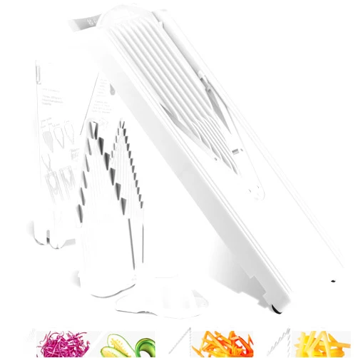 Börner V3 TrendLine Mandoline Starter Set (6 pcs.) • Vegetable Slicer (V-Slicer) + Safety Guard + Inserts + Collection Tray + Multibox • Kitchen Slicer Set (White)