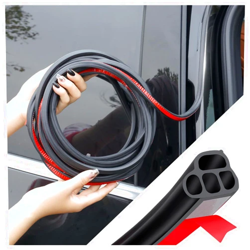 IHOTDER Car Door Rubber Seal Strip,Double Layer L Shape Automotive Weather Stripping,Universal Soundproofing Car Door Seal Strip Car Accessories for Car Door,Trunk,Hood (16.4Ft)