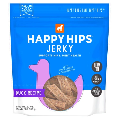 Happy Hips Jerky Dog Treats, Duck, 20 oz. Pouch