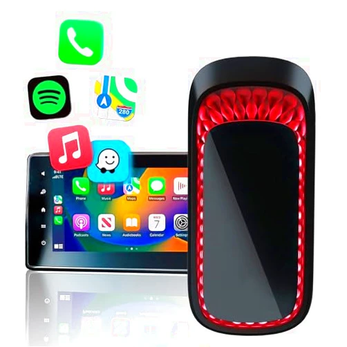 KHNJDQ Wireless Carplay Adapter for Apple 2024 Wired to Wireless Bluetooth Carplay Adapter, Magic Link Box Car Play Dongle for iOS10+ for Car Model 2016+, Support USB and Type-C Interface