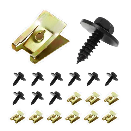 Ohleats 20 PCS Car Bumper Cover Screws, Multifunctional Auto U-Nuts Clips with Splash Shield Bumper Cover Screws, Automotive Body Fender Bumper Retainers, Car Accessories (20 PCS)