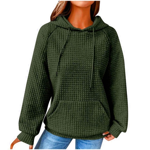 Ceboyel Womens Lightweight Sweatshirts Hoodies Waffle Knit Tops Long Sleeve Pullover Sweater Cute Teen Girls Clothes 2023