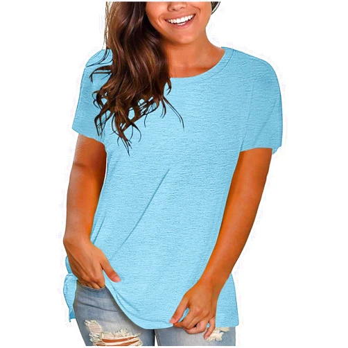 LRMQS Summer Tops for Women 2024 Plus Size Fashion Casual V Neck Short Sleeve T Shirts Comfy Trendy Ladies Blouse Tee