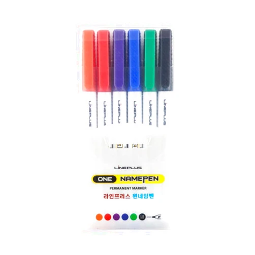 LINEPLUS ONE Permanent Marker Set - Made in Korea | 6 Assorted Colors for Multi-Surface Marking | Fine 1mm Tip, Smudge-Resistant Ink | Ideal for Plastic, Metal, Glass, and Paper
