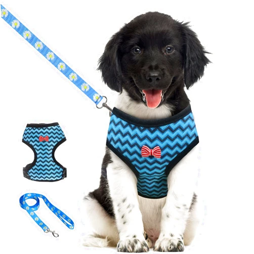 Fuzilin Puppy Harness and Leash Set - Soft Mesh Comfortable Dog Vest Harness,Adjustable Reflective Vest Harness for Small and Medium Dogs