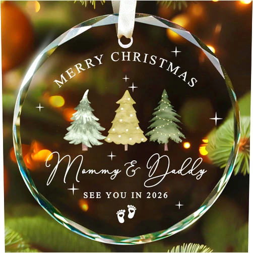 Lucagift Gifts for New Parents - Expecting Parents to Be Unique Gifts - Baby Pregnancy Announcement Gift Ideas for Husband, Family - Glass Christmas Pregnancy Announcement Ornament 2026