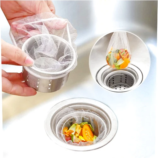 NULYDO Kitchen Sink Saver | 300 PCS Disposable Mesh Bags for Kitchen Sink Strainer Kitchen Sink Drain Basket, Efficient Anti-Clogging 1mm Holes, Sink Food Catcher Drain Screen Filter