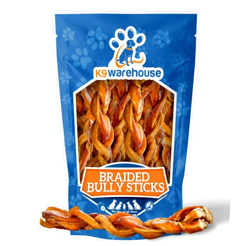 K9warehouse Braided Bully Sticks for Dogs - (4-5 Inch, 12ct) Odorless, Thick, Natural Dog Chew Sticks for Large, Medium, Small Dogs & Puppies - Jumbo, Bulk, Odor-Free, 12 Inch Options Available