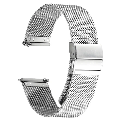 JIEANTE Stainless Steel Mesh Watch Band for Mens Women, Quick Release Mesh Watch Straps 18mm 20mm 22mm 24mm （22mm Silver）