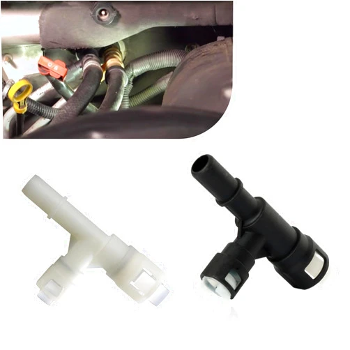 Gunroil 2 Pack Car Heater Inlet Hose Joint, Three-way Design, Vehicle Cooling Water Pipe Connector, Compatible with Select Cadillac Chevrolet GMC OEM #15055343 15055342 (Black & White)