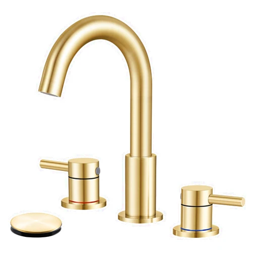 Qomolangma Bathroom Faucets for Sink 3 Hole, 8 inch Widespread Bathroom Faucet, 2-Handle Bathroom Sink Faucet, 360° Swivel Spout Lavatory Sink Faucet with Water Supply Lines & Pop Up Drain