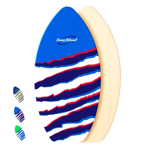 Own the Wave New Zealand 'Claw Strike' Skimboard with Colored EVA Grip Pad and High Gloss Clear Coat Wooden Skim Boards for Kids and Adults | Choose from 2 Sizes and Traction Pad Color