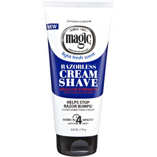 Magic Razorless Shaving Cream for Men by SoftSheen-Carson Magic, Hair Removal Cream, Regular Strength for Normal Beards, No Razor Needed, Depilatory Cream Works in 4 Minutes for Coarse Curly Hair, 2 Count