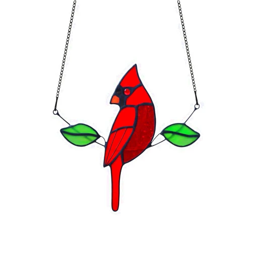 HAOSUM Northern Cardinal Memorial Gifts Stained Glass Window Hangings,Handmade Cardinal Suncatcher Red Bird Ornaments for Kitchen Window,Cardinal Gifts for Grandma,Housewarming Gifts (Male)