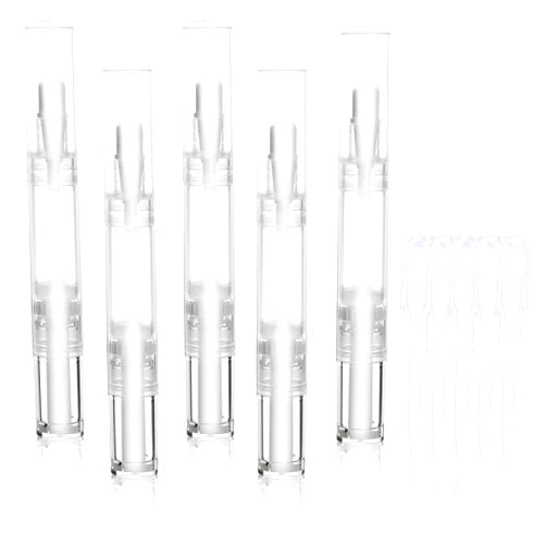 UPZIGS 5 pack 5ml Transparent Twist Pen for Cuticle Oil Applicator, Empty Nail Oil Pen with Brush Tip, Eyelash Growth Liquid Tube, Cosmetic Lip Gloss Container (5x)