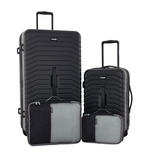 Wrangler Trunk Spinner Set, Black, 2 Luggage & 2 Packing Cubes