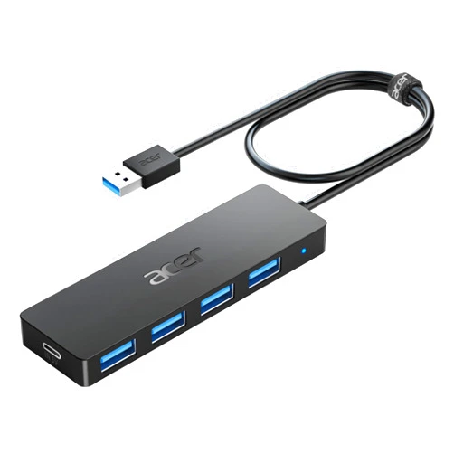 Acer USB Hub 4 Ports, Multiple USB 3.0 Hub, USBA Splitter for Laptop with Type C Power Port, Extender for A Port Laptop, PC, Desktop and More (2ft)