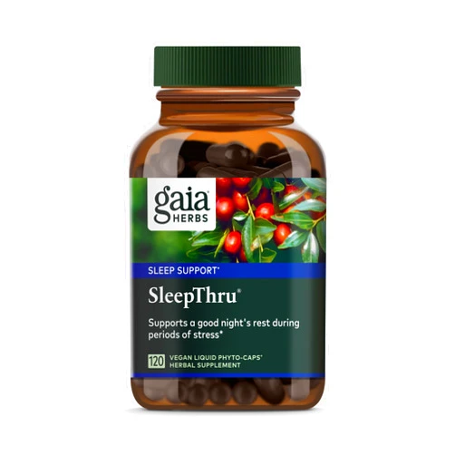 Gaia Herbs SleepThru - Natural Sleep Support Supplement with Organic Ashwagandha Root, Organic Magnolia Bark, Passionflower, and Jujube Date - 120 Vegan Liquid Phyto-Capsules (60-Day Supply)