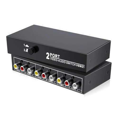 BolAAzuL RCA Switch 2 in 1 Out Composite Video L/R Audio Switcher Selector Box 2X1, BolAAzuL 2-Way RCA Switcher - 2 Port AV Switch Box - Plug & Play for N64 PS2/3 Wii Xbox Game Consoles DVD STB TV