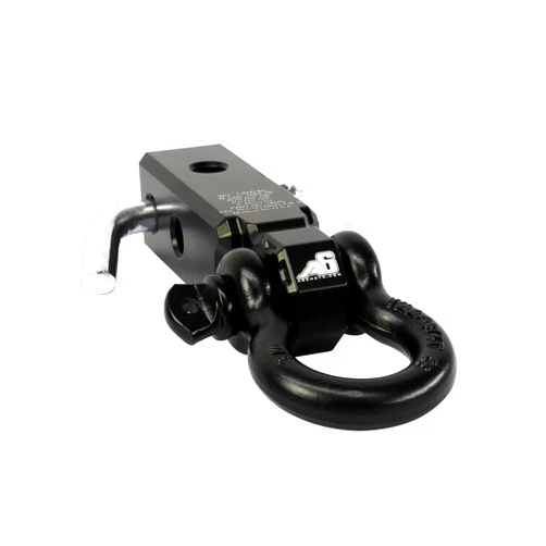 AGENCY 6 Shackle Block Assembly 2 INCH Double Hole Powder Coat Black - Hitch Receiver Block - Proudly Made in The USA with US Certified Materials - Includes Hitch pin and D-Ring