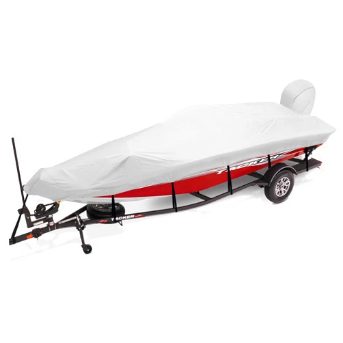 BOATPRO Trailerable Boat Cover 17-19ft with Outboard Motor Cover, 900D Marine Canvas Waterproof & UV-Proof Heavy Duty Boat Covers for 17 feet 18ft 19' Foot V-Hull Bass Boat Runabout Boat, Gray