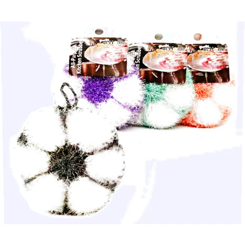 It's Senah New Set of 4 Hand Crochet Non-Scratch Dish Scrubber - Double Layered Durable Cloth, 4X Fast Dry, No-Odor Cleaning Sponge - 100% Recyclable Eco-Friendly Net [Blossom Set]