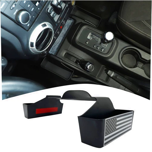 Aumodizzy Gear Tray for Jeep Wrangler JK JKU Interior Accessories Gear Shift Coin Storage Box Organizer 2011-2018 New Version American Flag(not fit for Manual Shifter)