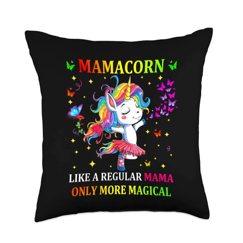 Serenity Silva Designs Cute Mothers Day Unicorn Mom Mamacorn for Women Ladies Girls Throw Pillow, 18x18, Multicolor