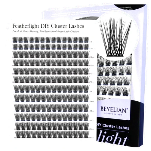 BEYELIAN Lash Clusters DIY Eyelash Extensions 144 Clusters Lashes C Curl BEYELIAN LASH Mega Volume Individual Lashes Eyelash Clusters Extensions Wispy Lashes Cluster DIY at Home (PFD002-C-10-16MIX)