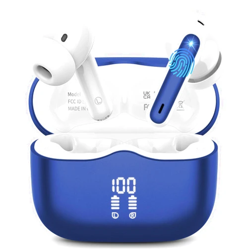 Xinwld Wireless Earbuds, Bluetooth 5.4 Headphones in Ear with HiFi Stereo Deep Bass, 4 ENC Noise Cancelling Mic Wireless Earphones 40H, in-Ear Earbud Bluetooth Dual LED Display IP7 Waterproof, Dark Blue
