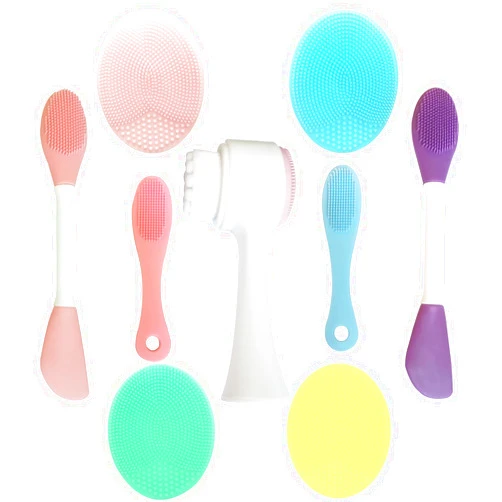 AECW 9-in-1 Face Scrubber Face Cleaning Brushes Super Soft Silicone Face Cleanser Brush and Facial Cleansing Massager Brush Face Cleansing Brush Set