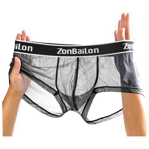 ZONBAILON Mens Sexy Underwear See Through Super Thin Breathable Mesh Boxer Briefs Stretchy M L XL 2XL 3XL