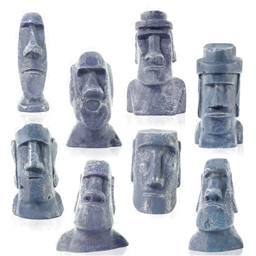 Pamonrueer 8 Pcs Miniature Easter Island Head Statue Moai Statue Decor 2.5 in Resin Stone Island for Room Accessories Antique Sculpture Desktop Bookshelf
