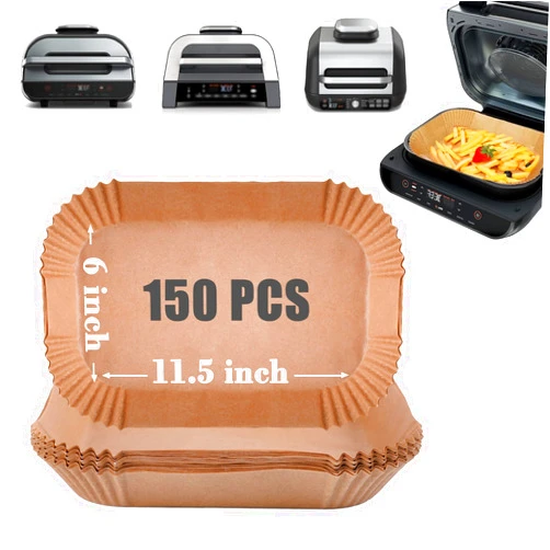 GOAUS Parchment Paper Liners 150 Pcs for Ninja Foodi Smart XL, Air Fryer Liners Disposable Rectangle Accessories Fit Ninja Grill FG551/DG551/IG651