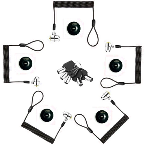 LORADAR Security Retractable Cable Lock Portable Keyed Laptop Lock 5 Keys 8Ft for Monitors, Laptops, MacBooks, Tablets, iPad,Mac Mini,(5 Pack Keyed Alike)